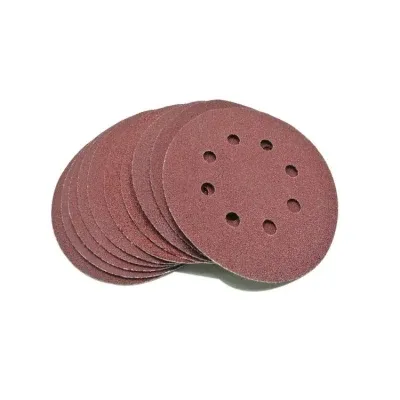 Backing Film Abrasive Sandpaper Factory Red 5 Inch 125 Round Hook and Loop Wood Furniture Automotive Polishing Self Adhesive Abrasive Sand Paper 
